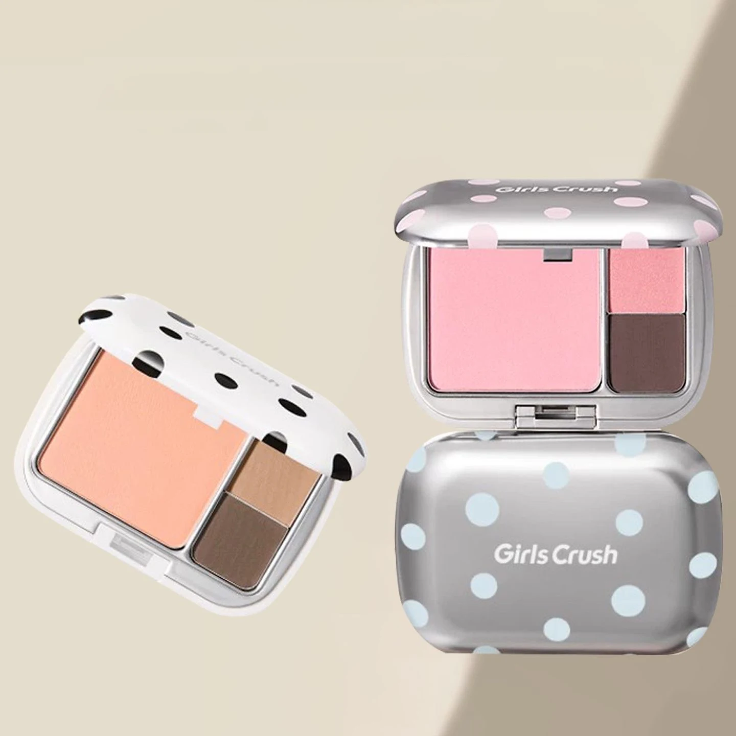 GirlsCrush All-in-One Face Palette 3 Colors Versatile Eye Shadow & Blush Combo,Buildable Sheer-to-Bold Finish Makeup Korean
