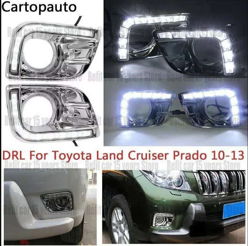 2PCS LED DRL Daytime Running Light Fog Lamp For Toyota Land Cruiser Prado FJ150 2010 2011 2012 2013