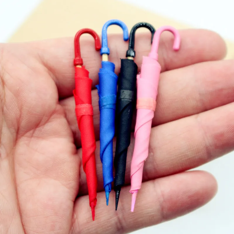 Dollhouse Mini Colorful Umbrellas Can Not Be Opened 4 colors Vintage Miniature Scene Ornament Crafts Simulation Scale Home Decor