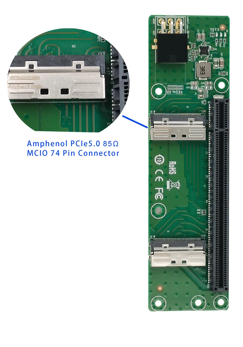 2x MCIO X8 zu PCIe5.0 X16 Slot Riser CEM XIC 0516PE – Detail 5