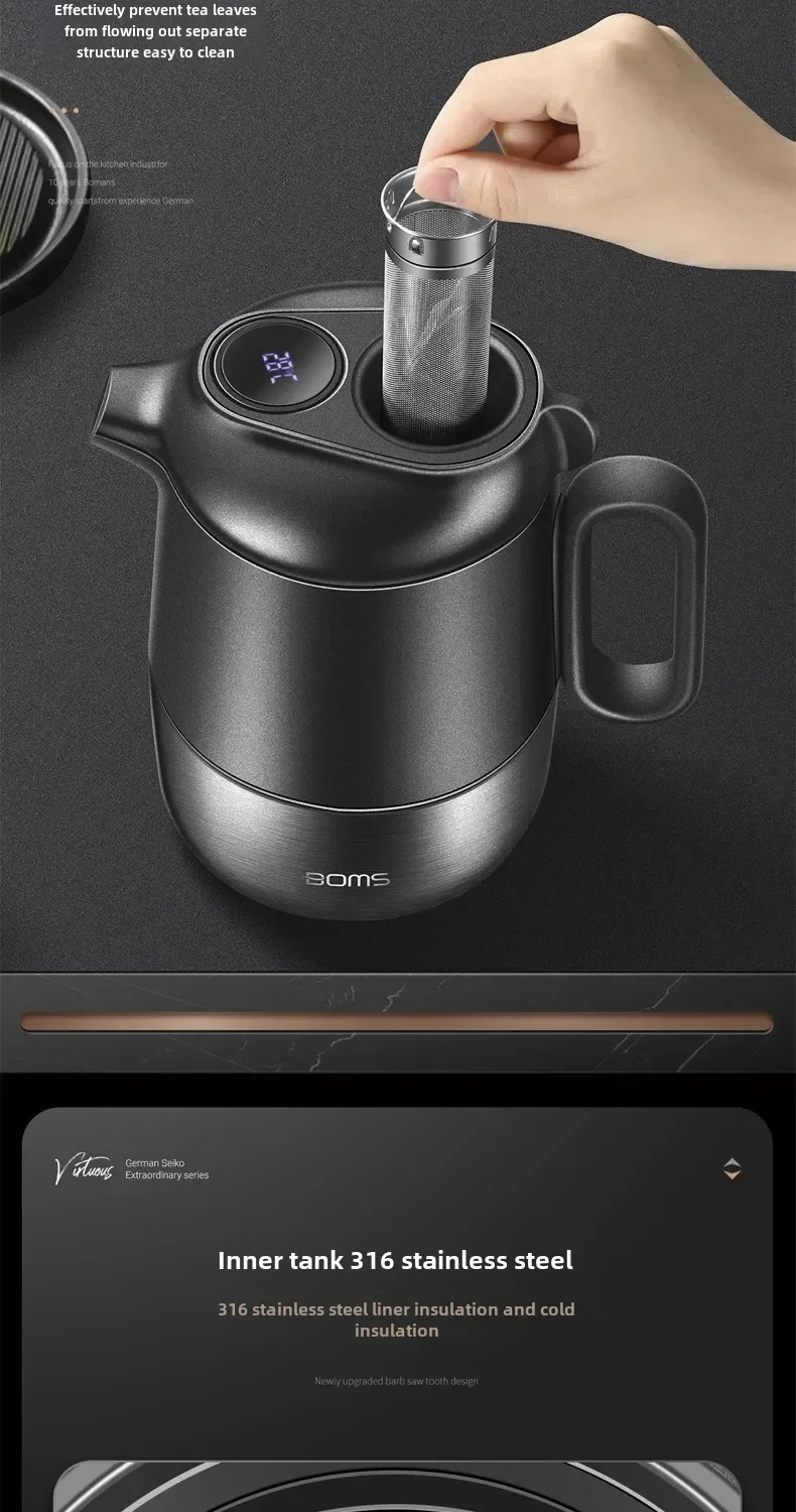 316 Stainless Steel  Capacity Teapot with Temperature Display, Filtration, and High Temperature Resistance water bottle