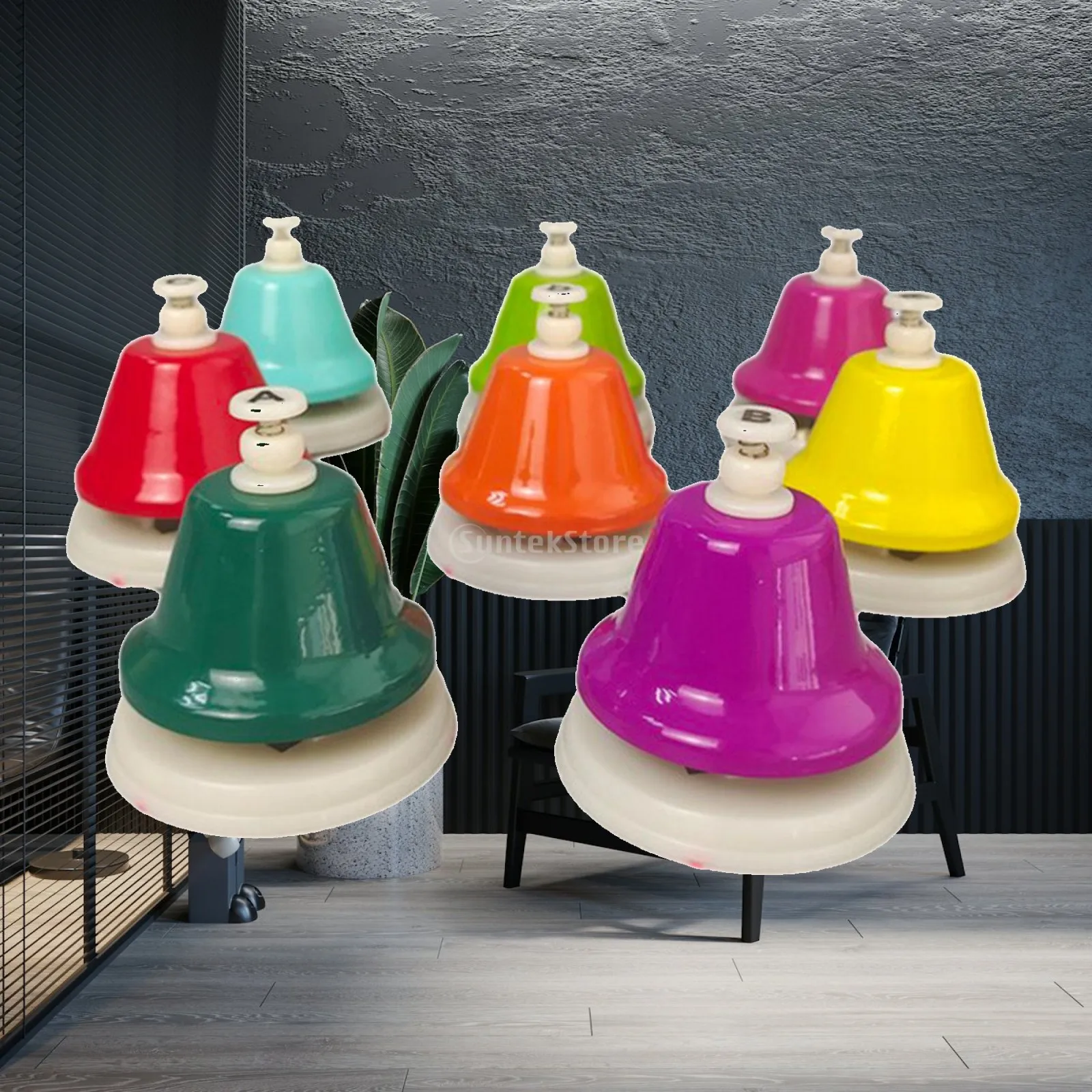 Kids Music Desk Bells Multicolor 8 Note Musical Learning Instrument Metal Hand Bells for Classroom Teaching