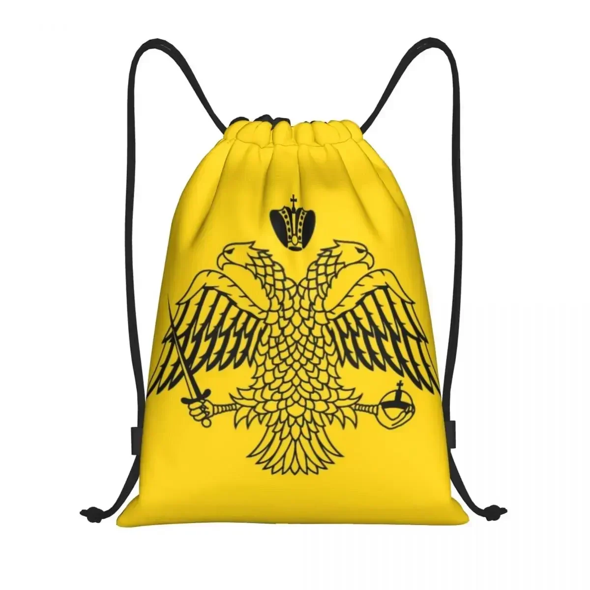 Mochila de entrenamiento deportiva portátil con bandera Imperial bizantina para hombres y mujeres, bolsos con cordón de las iglesias griegas y ortodoxas, mochila de gimnasio