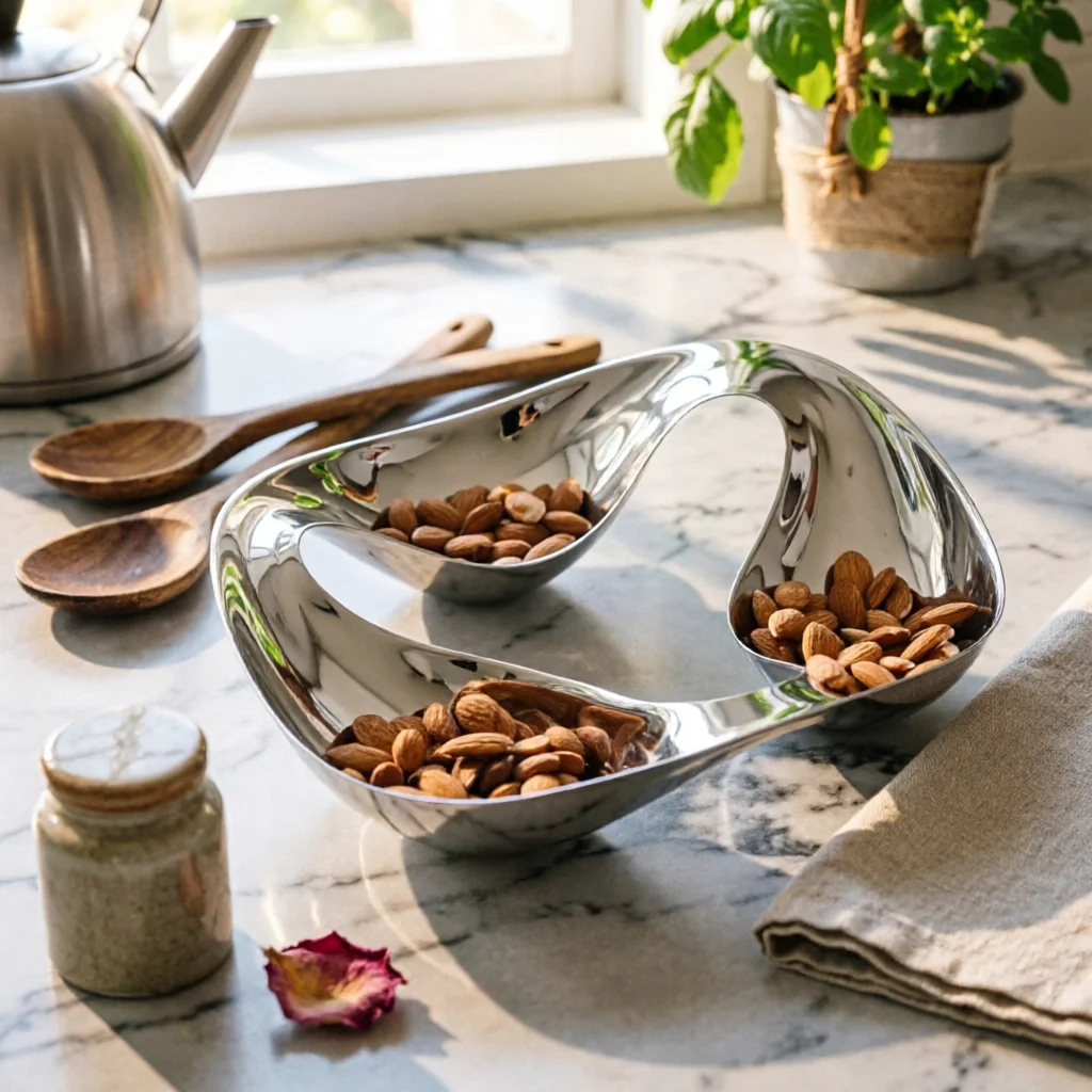 Nordic Fruit Tray Mirror Finish Divided Serving Dish Tableware Easy to Clean Homeware Reusable for Hotel, Restaurant