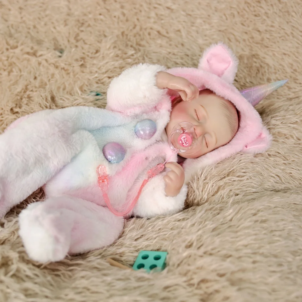 Cloveray 20 inch Full Body Vinyl Realistic Reborn Doll Cute Plush Unicorn Set Vinyl Doll High-quality Handmade Toy Kid Xmas Gift