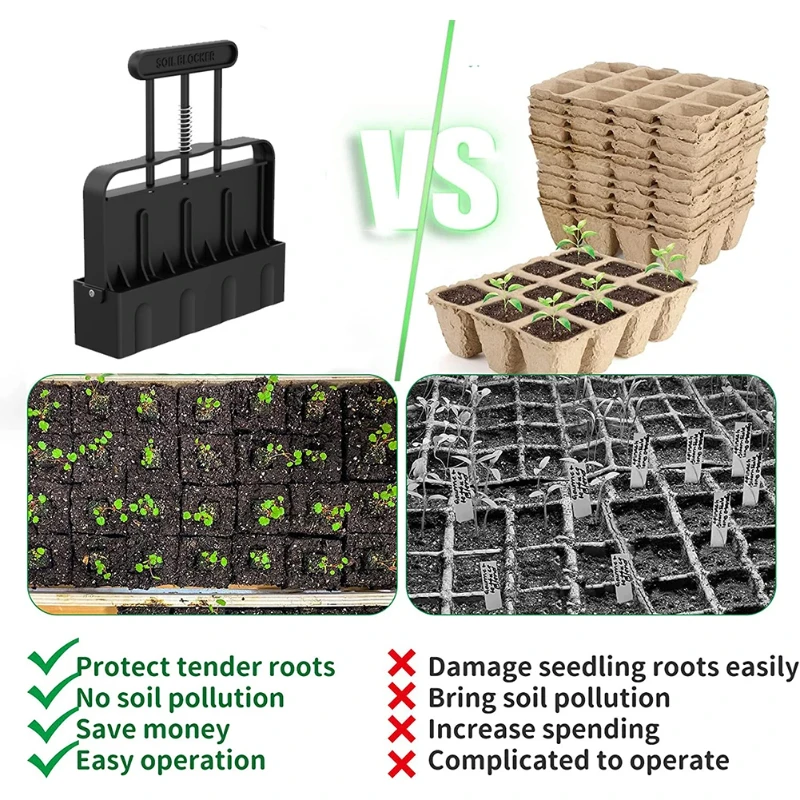 

Seedling Soil Blocker Handheld Soil Tool Reusable Time Saving Environment-friendly Seedlings Special Tools Garden Accessories