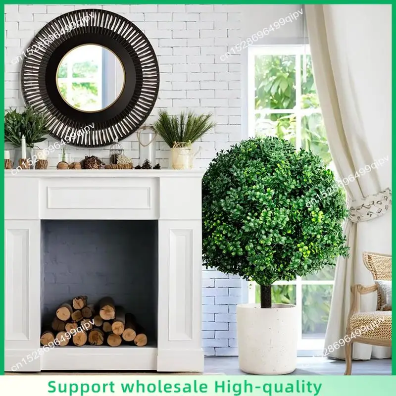 

ABSF Artificial Boxwood Ball Tree 2 Pack, UV Resistance Rated With Spike, Easy To Install, Fake Outdoor Plant For Front Door