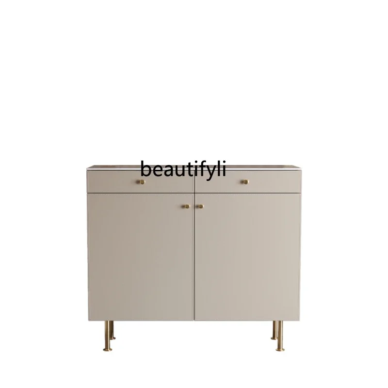 

xzqHome Doorway Shoe Cabinet Integrated Light Luxury Stone Plate Small Apartment Home Custom New Saddle Leather Entrance Cabinet