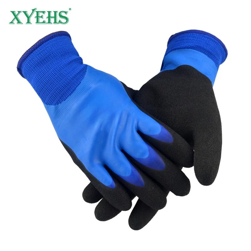 XYEHS 10 Pairs Triple Dipped Full Latex Coating Winter Thermal Work Gloves Nylon/Acrylic Fleece Lining Cold Resistant Waterproof