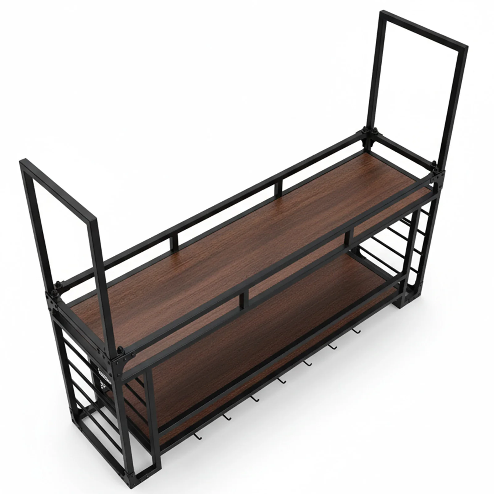 

Настенная 2-уровневая металлическая полка для винных бутылок 59.06x21.65x11.81 дюймов, стеллаж для хранения вина для кухни, столовой, бара