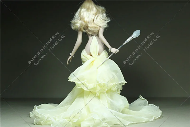 Customized 1/6 Sexy Women Metal Backless Sparkling Starlight Veil Tail Skirt Long Evening Dress fit 12'' Largest Mid Largest Bod image 2