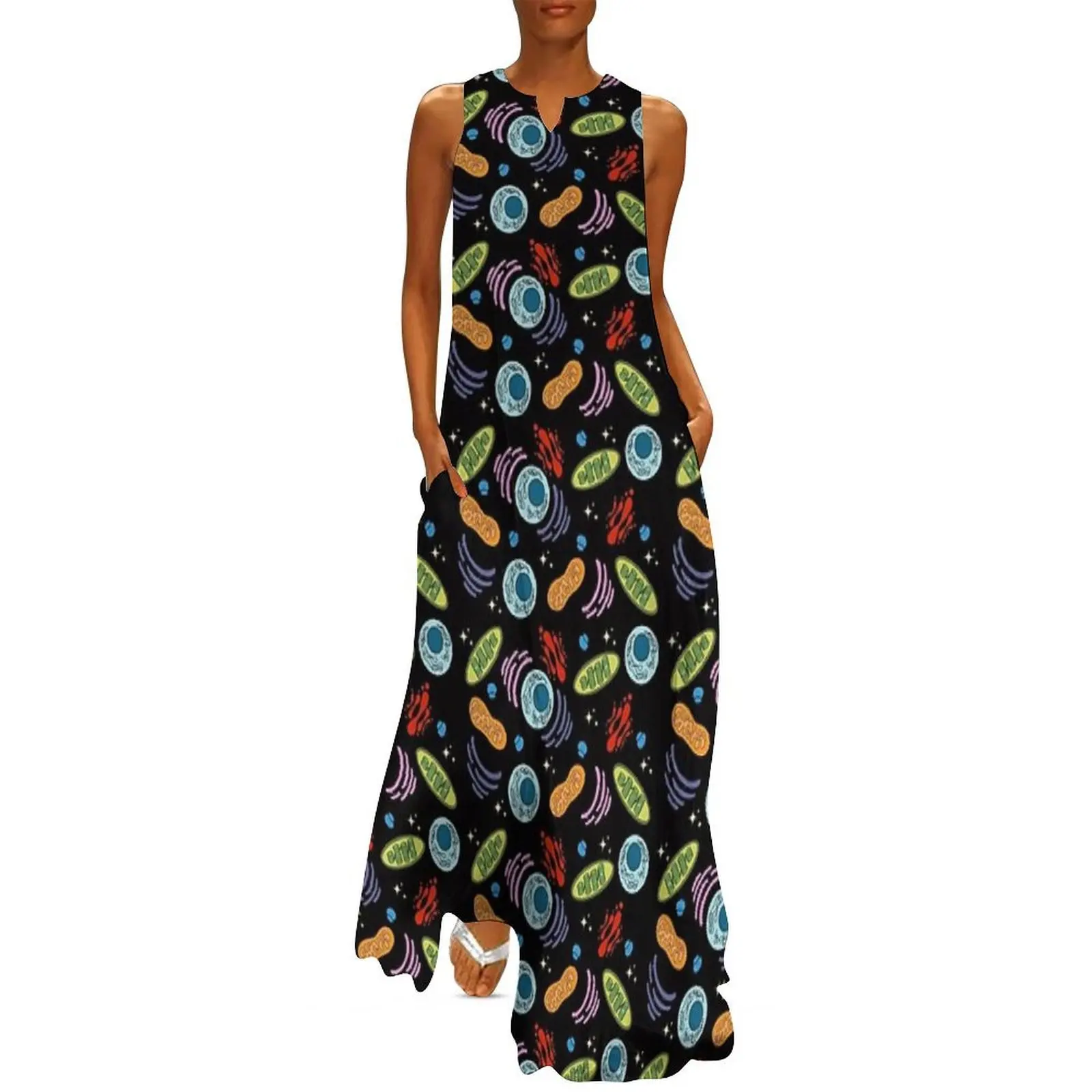 

Cells and Organelles Black Galaxy Biology Science Print Long Dress women party dresses birthday dress for women