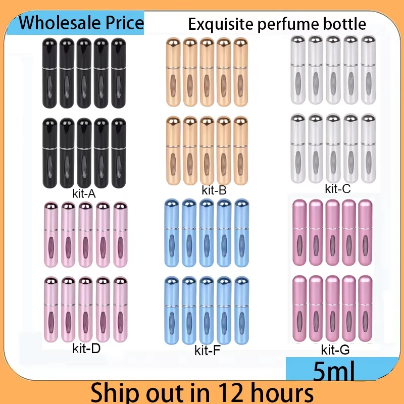 Frasco de spray portátil recarregável de 5ml com revestimento de plástico, atomizador de perfume, mini frasco de amostra para cosméticos, recipiente vazio para viagem.