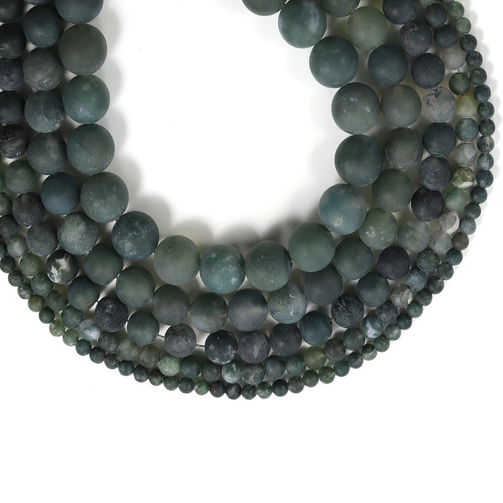 

Natural Stone Matte Moss Agates Round Loose Spacer Beads For Jewelry Making DIY Bracelet Accessories 15'' Strands 4/6/8/10/12mm