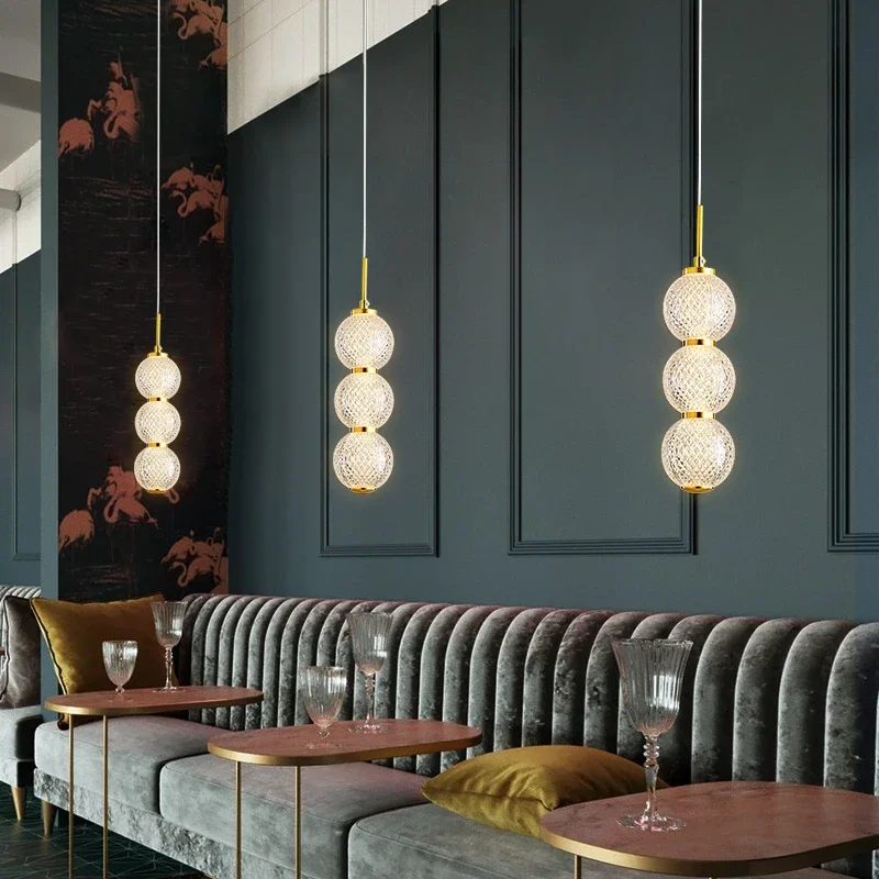 Northern Europe Creative Pendant Lights LED Transparent Sphere Acrylic Lampshade Bedroom Parlor