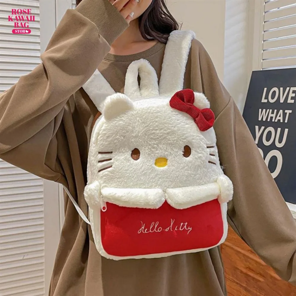 

Сумка Hello Kitty, милый плюшевый рюкзак, милый вместительный рюкзак для девушек с сердечками, мультяшный Рюкзак Hello Kitty, удобная сумка для студенток