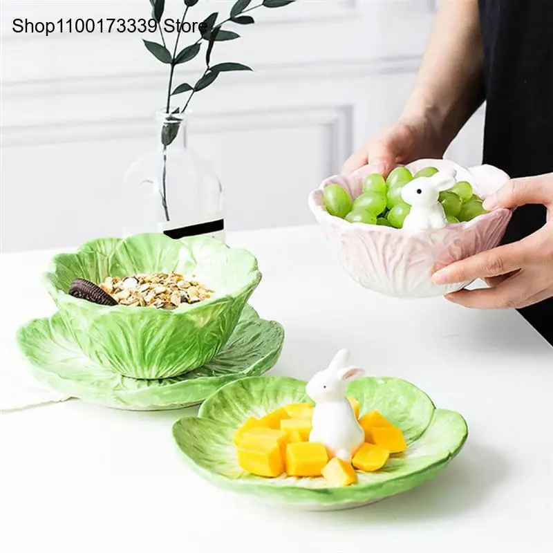 Cute Rabbit Ceramic Bowl Kids Cutlery Kitchen Fruit Bowl Salad Dessert Breakfast Cereal Bowl Easter Decorations