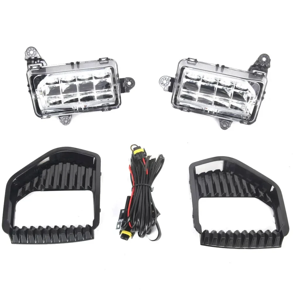 

1 Pair Car LED Fog Light DRL Lamp w/ Bezel Cover Wiring Set For GMC Sierra 1500 2019-2020 Headlight Driving Fog light