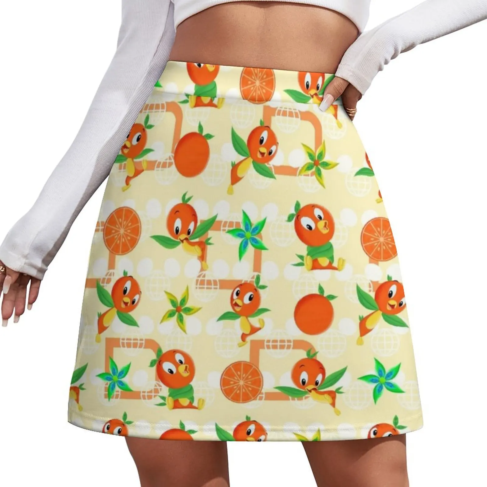 

Orange Bird Mini Skirt womens skirts women's clothing korea stylish skirts