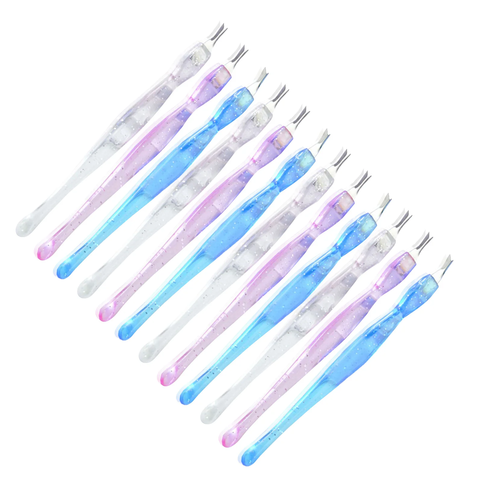 

12pcs Cuticle Pusher Tool Dead Skin Remover Stainless Steel Spoon End Non-Slip Handle Nail Art Manicure Pedicure Set For Acrylic