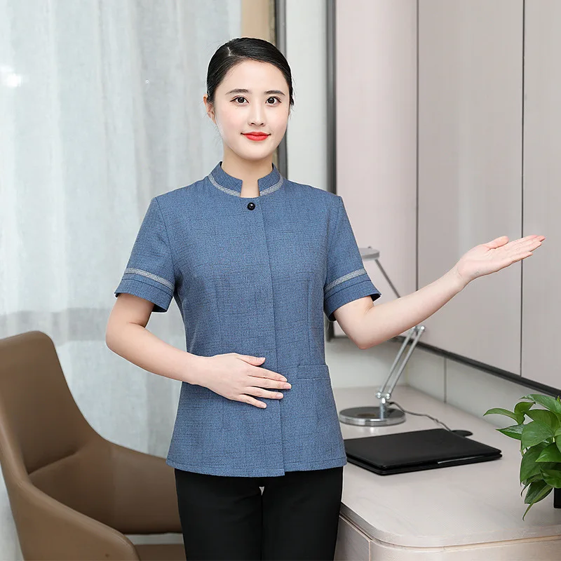 Hotel Guesthouse Waiter Cleaning Short Sleeve Housekeeping Property Guest Room Cleaning Work Uniform Unisex Summer Workwear
