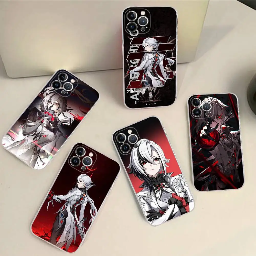 Genshin Impact Arlecchino Phone Case For iPhone 17 16 15 14 13 11 12 Pro Max 16 Plus Transparent