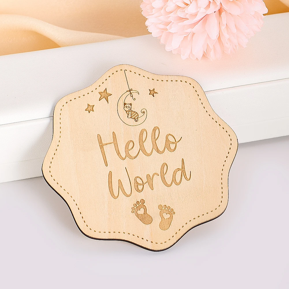 9.8cm Wooden Wavy Edge Label Board Child Development Information Record Planks Pet Management Display Sign Nursery Decoration