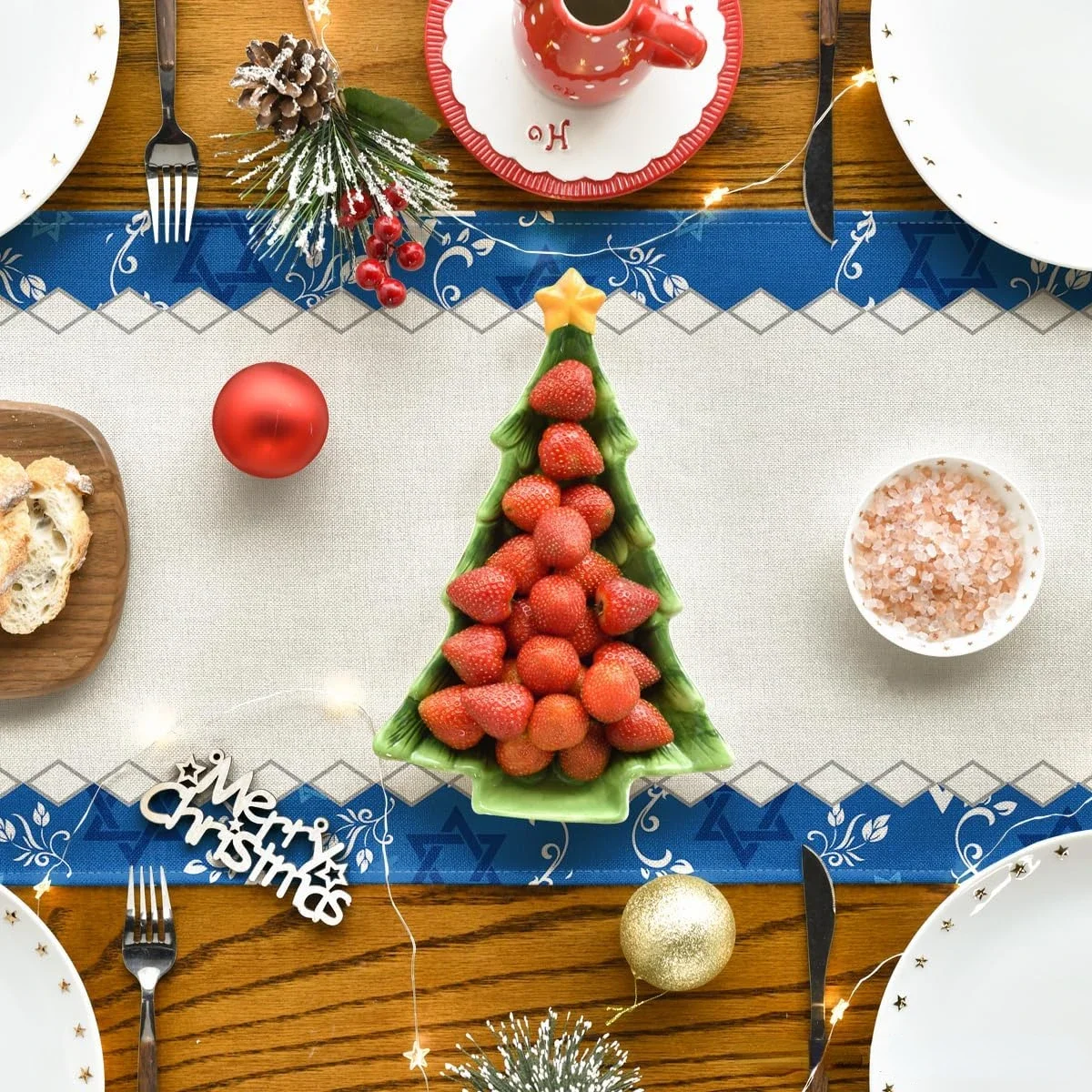 هيكساجرام الكتان الجدول العدائين ، نجمة ديفيد ديكور ، العدائين طاولة الطعام ، Menorah اليهودية ، Chanukah ، حفلة ، عيد الفصح #4