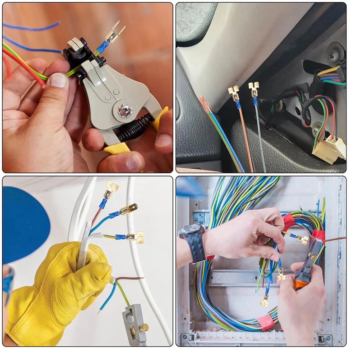 T88C 60 Buah Kit Pemisah Konektor Sekop Listrik, 1/4 Inci 2 Pria dan 1 Tab Betina Konektor Pemutus Cepat Sekop