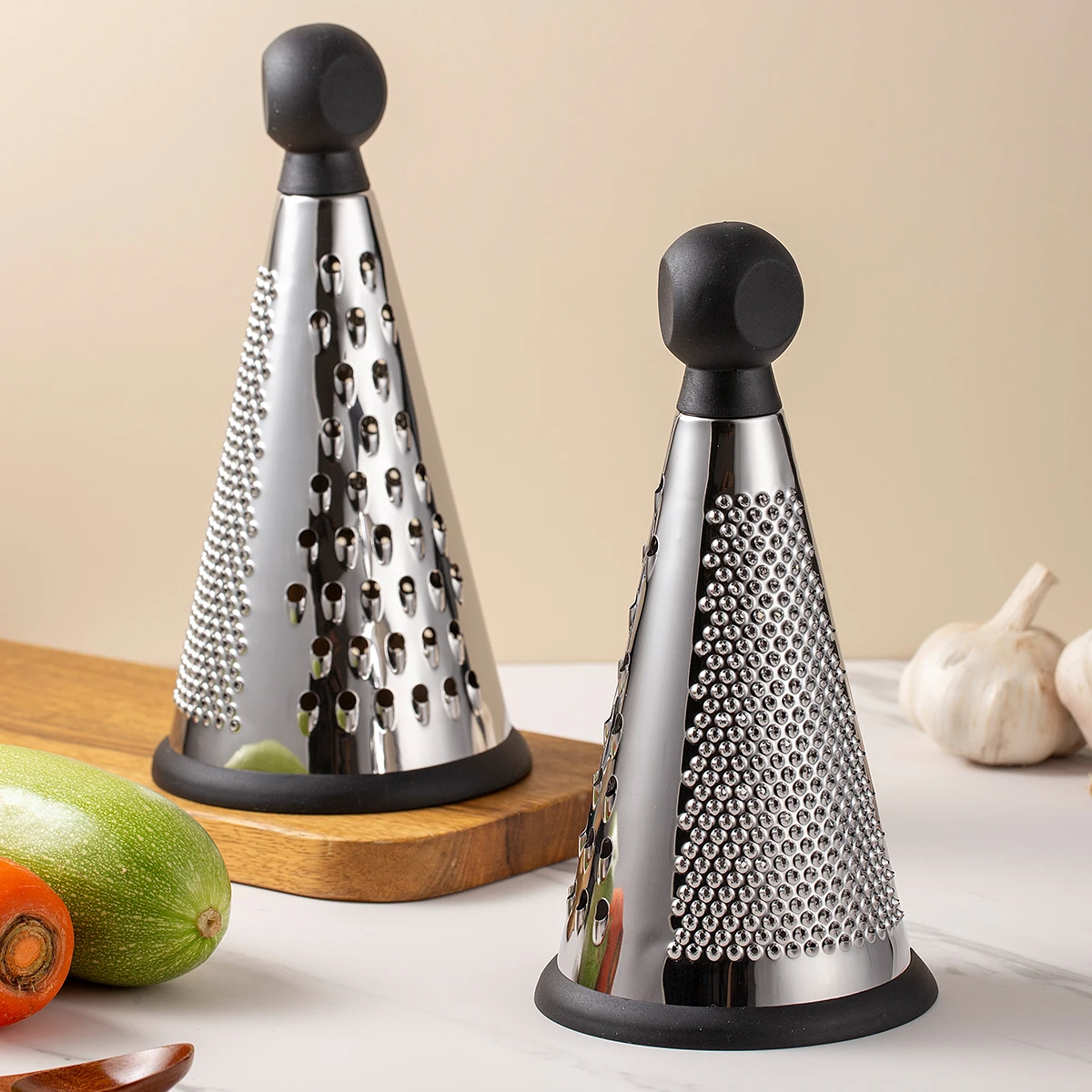 1PC-Multifunctional Vegetable Slicer, Vertical Stainless Steel Conical Grater, Three-sided Potato and Cheese Grater