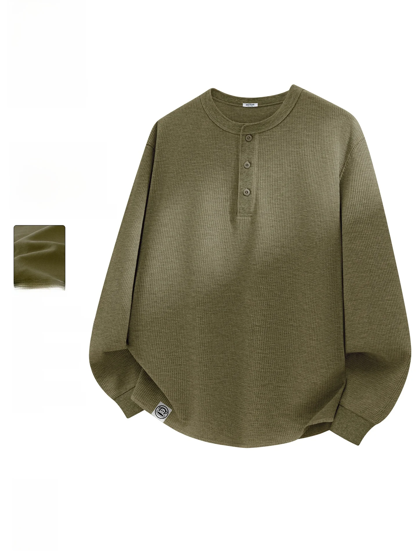 

Мужская футболка с длинным рукавом и воротником хенли в американском стиле, весенняя, плотная, универсальная, модная повседневная одежда