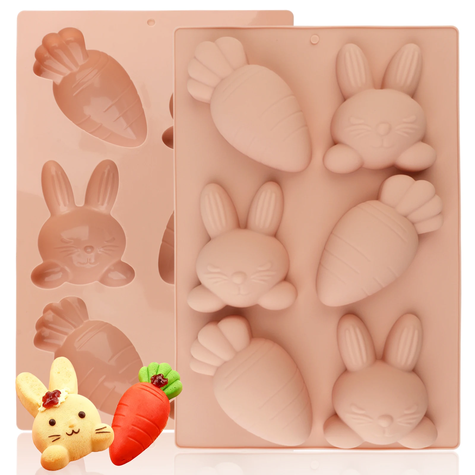 Pink Thick Silicone Cake Mold Easter Rabbit Carrot Non-Stick for Baking Cakes Pastries Mousse Pudding Jelly Drip Crafts
