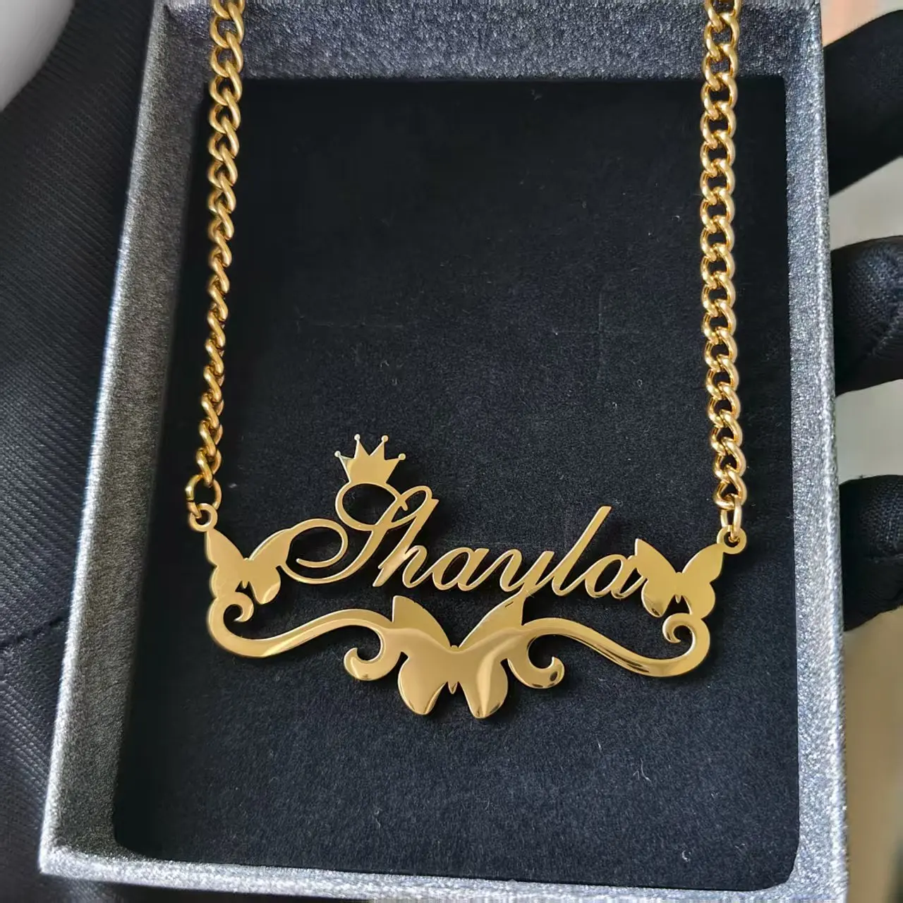 

DHQH Multiple Styles Customized Name Necklace Personalized Letter Nameplates Pendant/Necklace Valentine's Day Gift for Her/Him