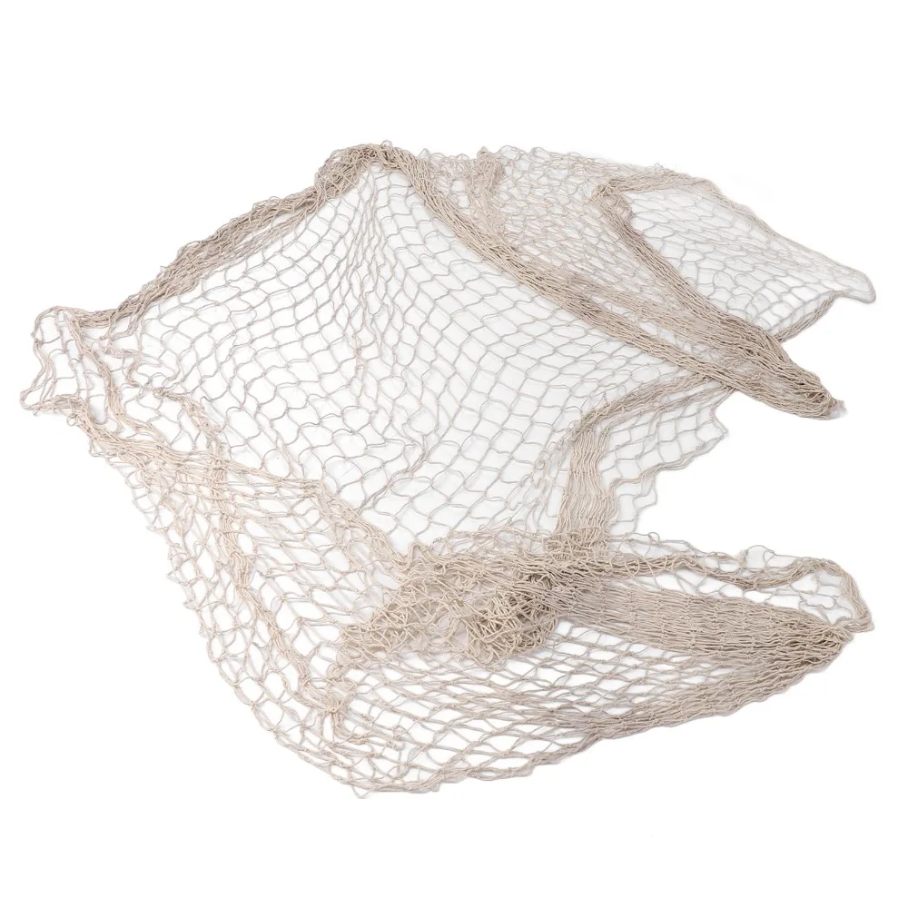 Cotton Thread Fishing Net Decor 200x400cm Beige Color Wall Hanging Decor Large Size Display Net Fishing Net Decoration