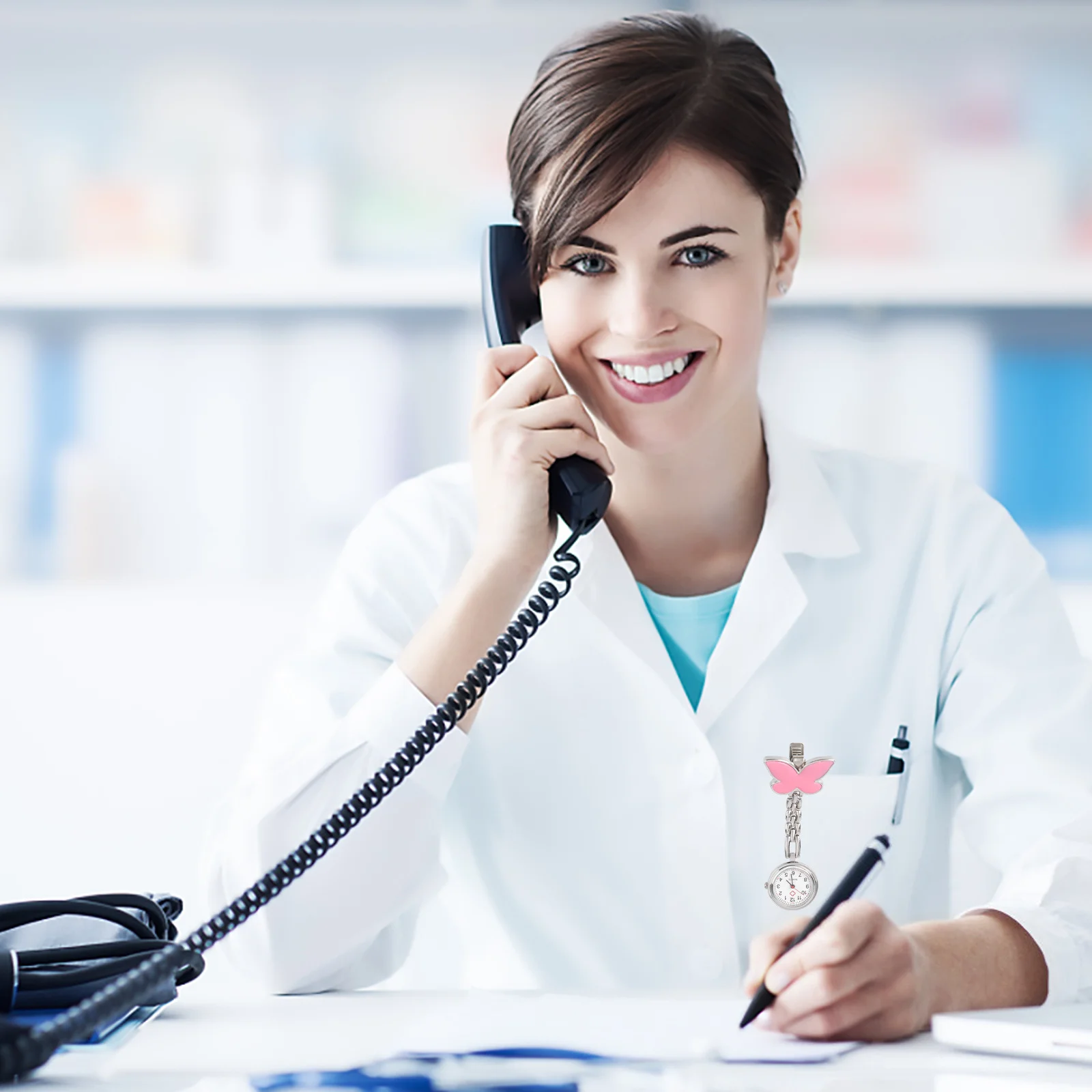 ساعة ممرضة وردية بروش معدني بتصميم بسيط محمول للجيب الطبي للممرضات والأطباء للاستخدام الصحي #3