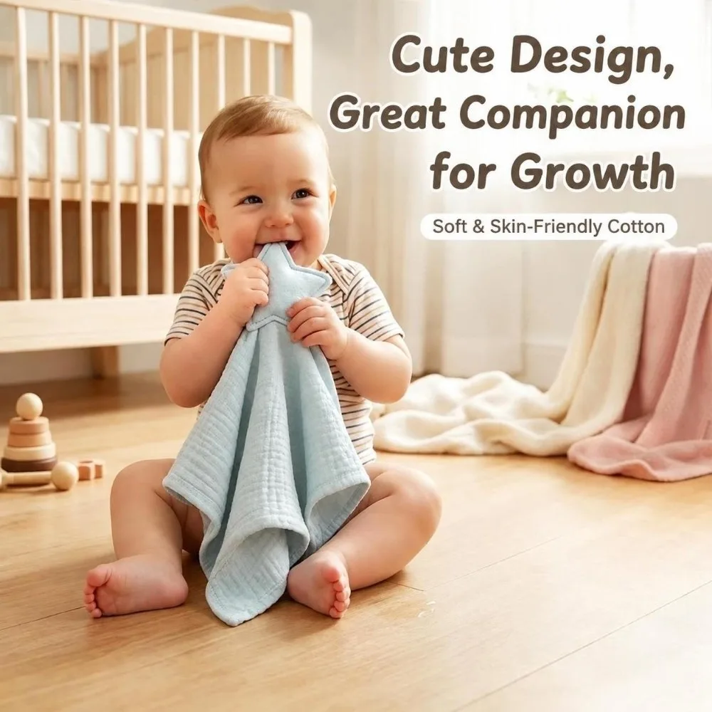 Durable A Class Security Blanket Pure Cotton Star Moon Shape Comfort Blanket Chewable Teething Teething Comfort