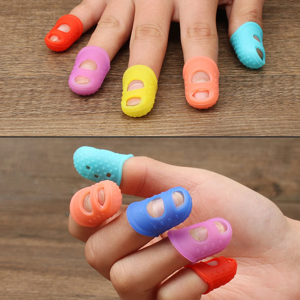 

5pcs Silicone Finger Protectors Comfortable Anti slip Cover for Restaurant Home Office Fits All Sizes Great for Drilling Guitar