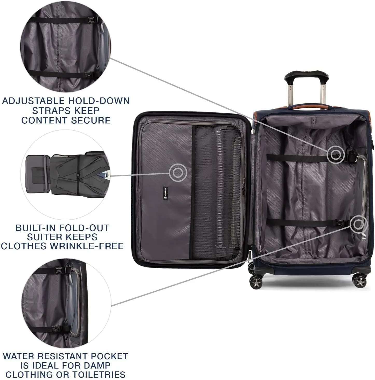 Travelpro Crew Versapack-Bagages de contrôle extensibles Softside, 8 roues tournantes, port USB, hommes et femmes, Fosot Blue