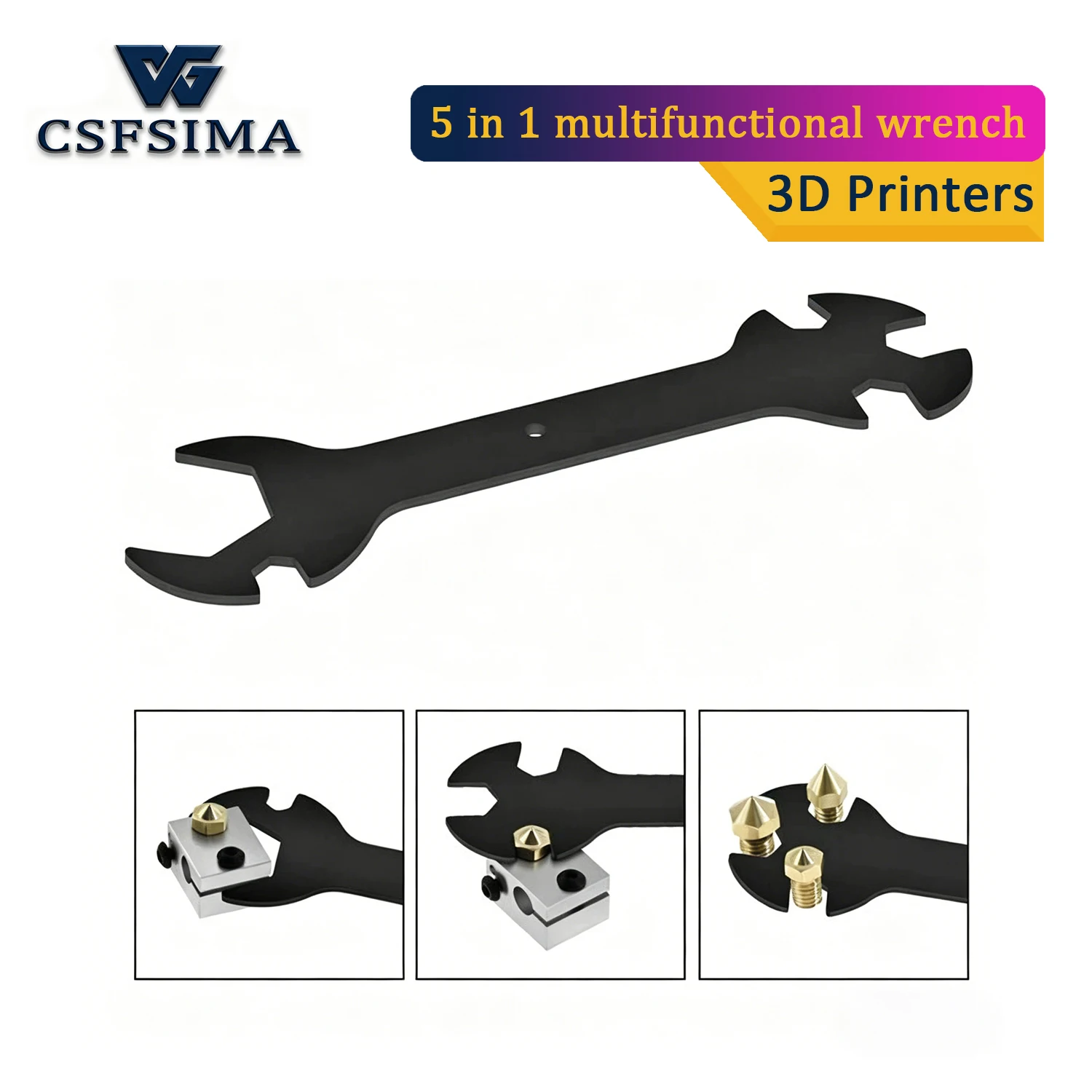 5-in-1 Adjustable 3D Printer Nozzle Wrench Tool Heating Block Spanner Compatible with Ender 3 CR10 Series CNC Parts