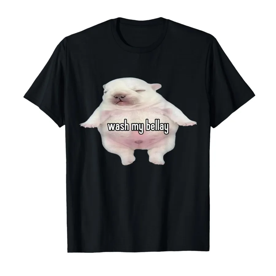 Pibble Meme Wash My Belly Funny T-shirt For Men Women 100% Cotton T Shirts Short Sleeve Tops 1016-1