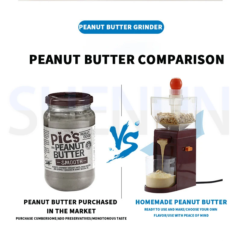 صانع زبدة الفول السوداني المنزل مطحنة الحبوب الكهربائية المضادة للانزلاق مطحنة صلصة السمسم آلة زبدة الجوز للفول السوداني اللوز الكاجوزبدة الفول السوداني صانع المنزل الكهربائية الحبوب طاحونة مكافحة الانزلاق صلصة السمسم