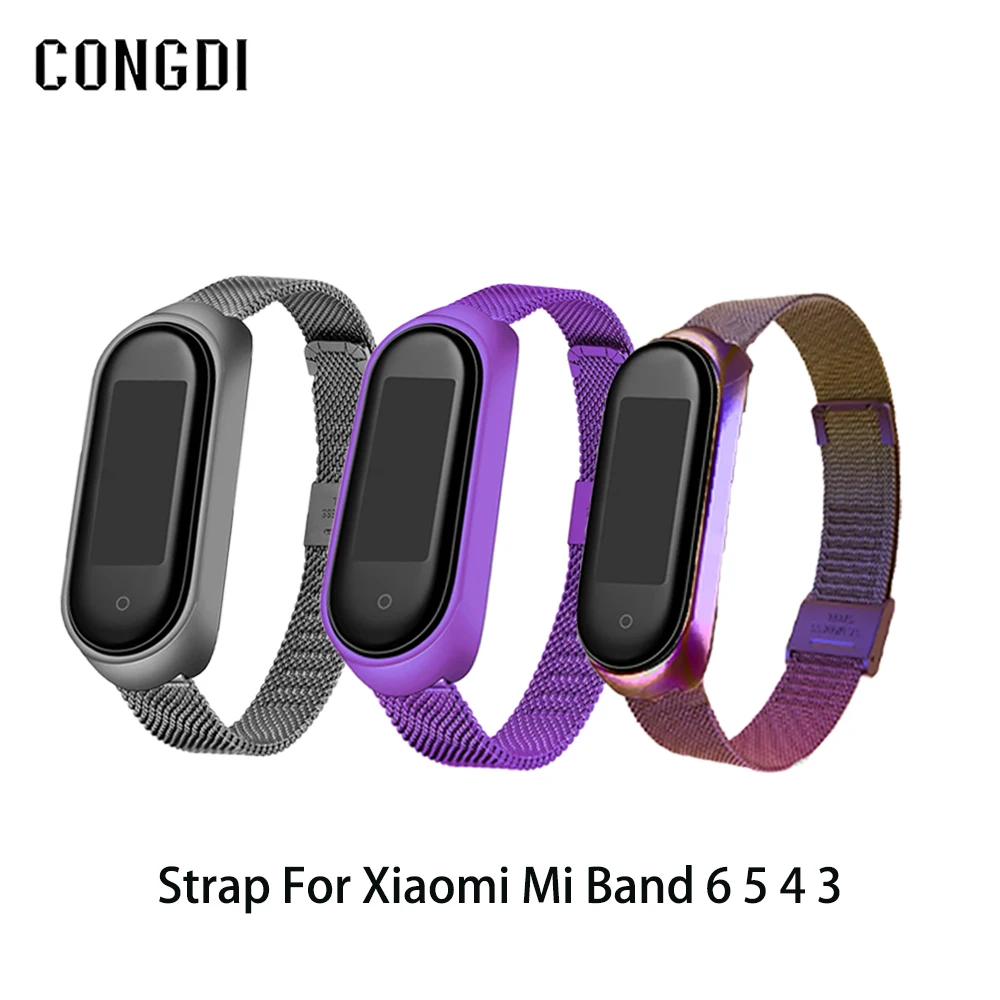 حزام معدني ل شاومي Mi الفرقة 6 5 4 3 ساعة ذكية حزام الساعات ل شاومي Mi الفرقة 6 5 4 الفولاذ المقاوم للصدأ سوار اكسسوارات