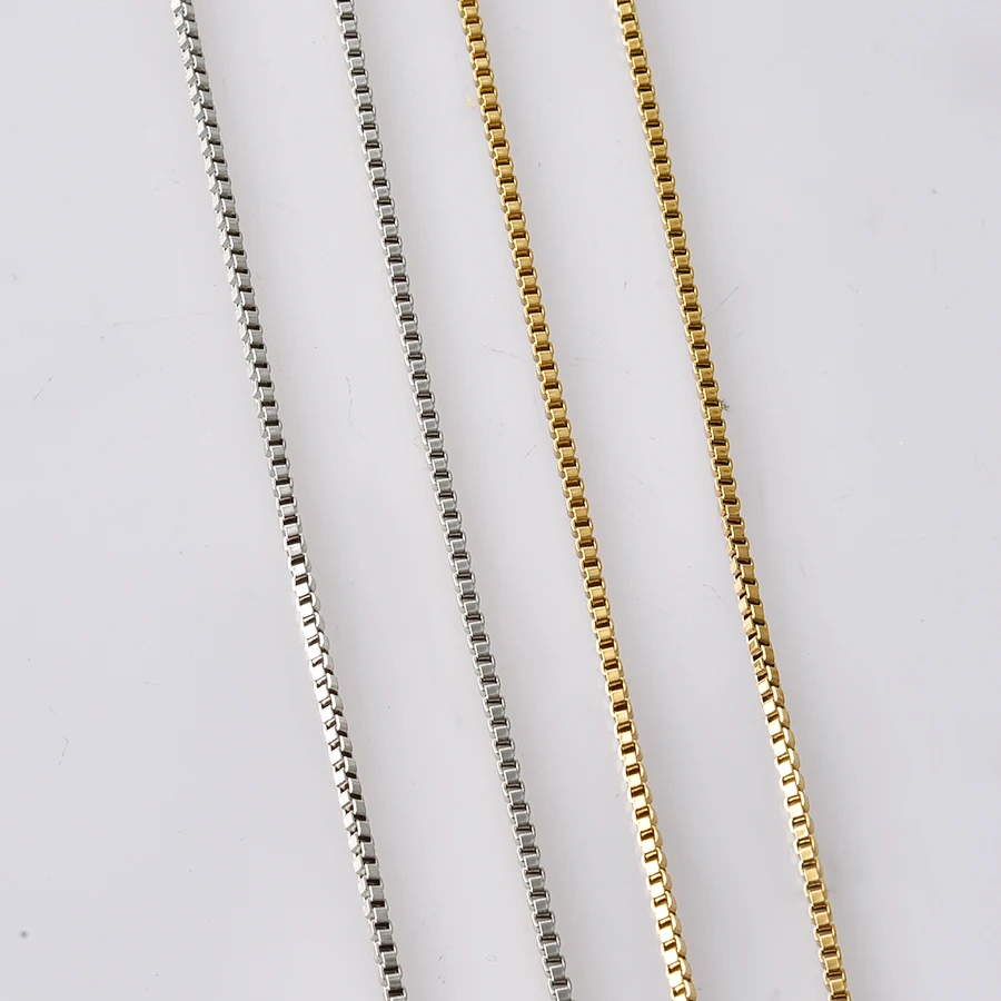 Breite 1,5 mm, einfache Box-Ketten-Halskette, 45–90 cm, Edelstahl-Halsketten für Damen und Herren, Accessoires, DIY-Charm-Halsschmuck, Collarr – Detail 4