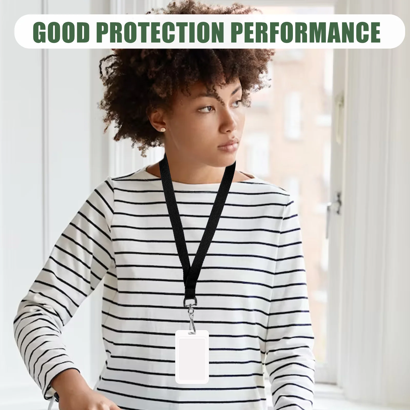 

Office Id Card Rope Daily Use Neck Lanyard Convenient Multi-Function Polyester Badge Lanyard Portable Id Card Holder Classic