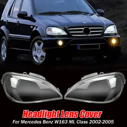 Left+Right Side Car  Front Headlight Lens Cover For Mercedes-Benz ML-Class W163 2002 2003 2004 2005 Clear Headlamp Cover Shell