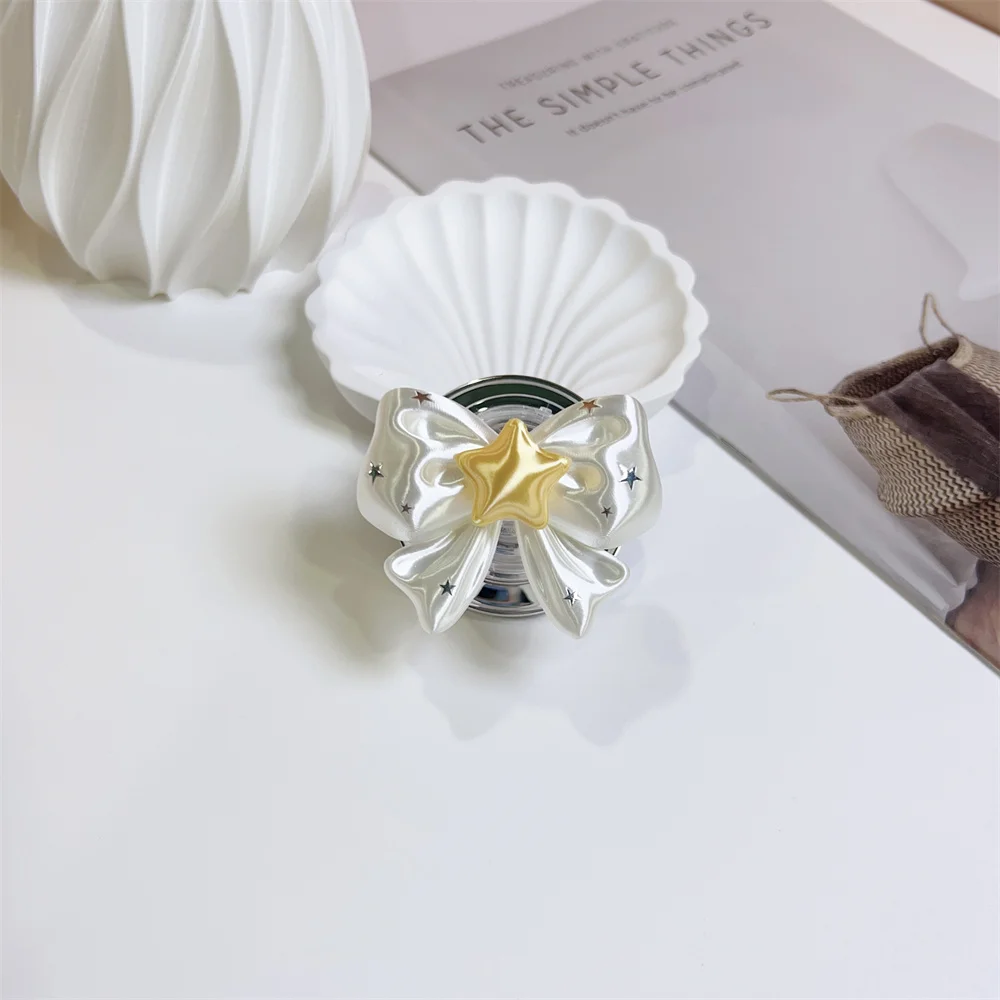 3D Silk Bow Knot Star Magnetic Pop Socket Phone Griptok For iPhone 17 16 15 14 13 Pro Max MagSafe PopSockets Grip Tok Holder view 4