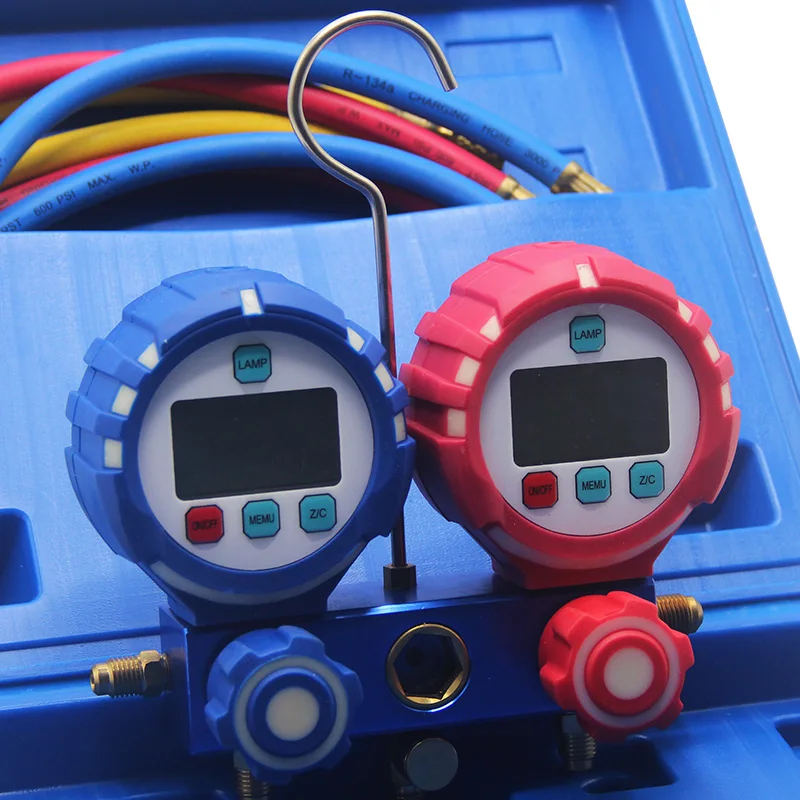 Alat Ukur Tekanan R410AR134AR22 Set Pengukur Refrigeran Digital Otomatis