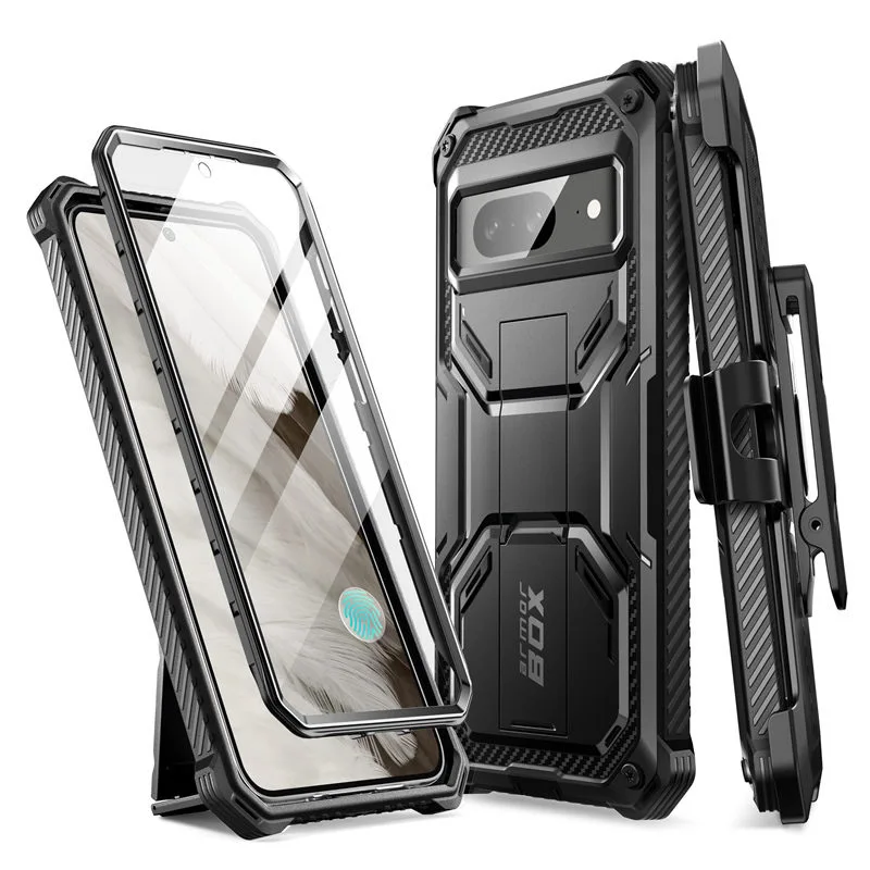 I-BLASON For Google Pixel 8 Case Armorbox Full-Body Rugged Anti-Slip Bumper Case with Built-in Screen Protector & Kickstand