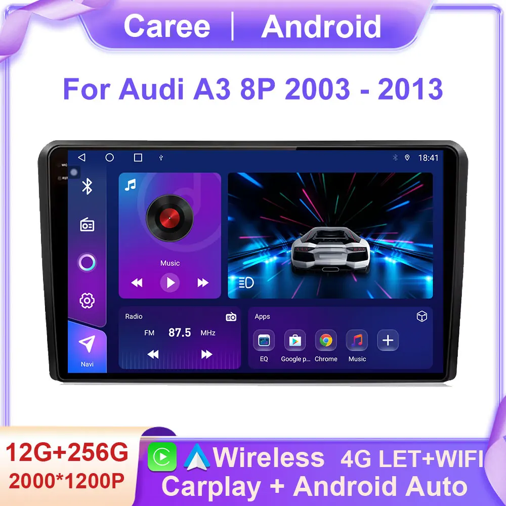 

Беспроводное радио CarPlay Android Auto для Audi A3 8P 2003-2013 4G Автомобильный видео Мультимедийный плеер GPS авторадио WIFI BT DSP Без 2din