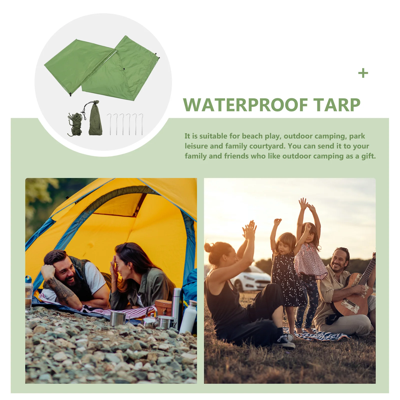 

1Set Waterproof Camping Tarp Silver Coated Uv Protection Shade Tent Outdoor Sun Shelter Rainproof Portable Camping Accessory